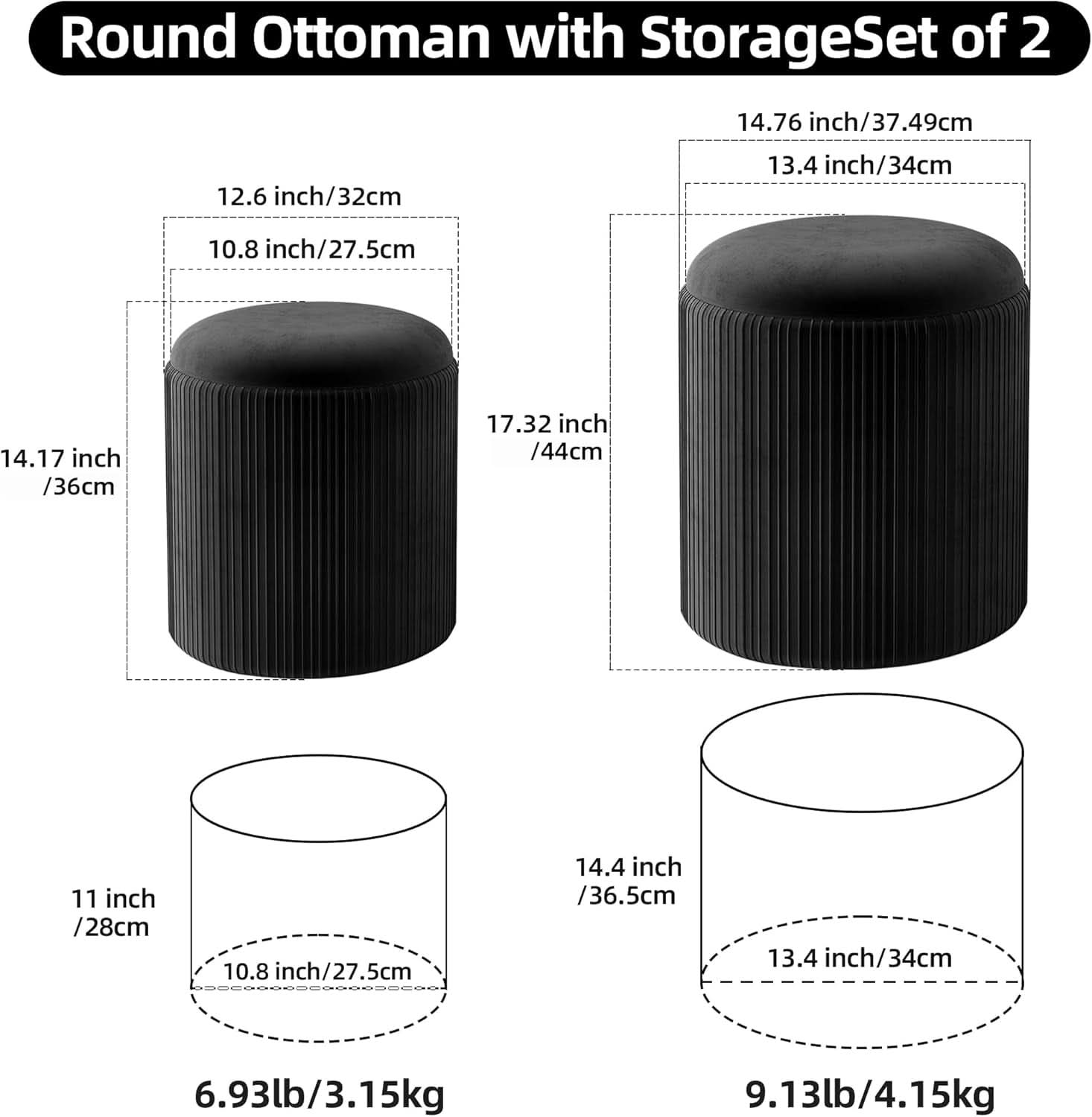 The Noir Storage Ottoman (Set of 2)