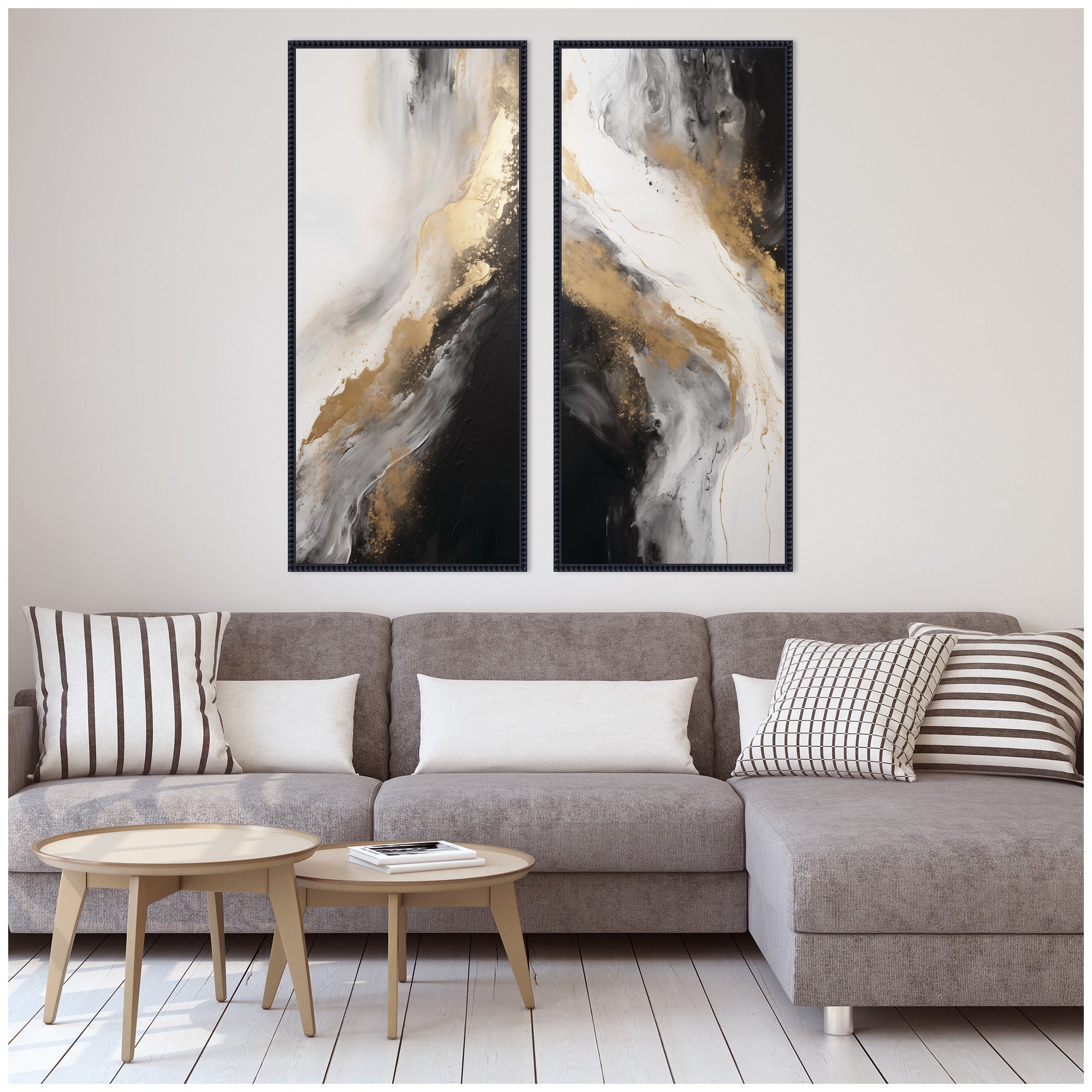 Luxe Drift I & II Framed Canvas Set