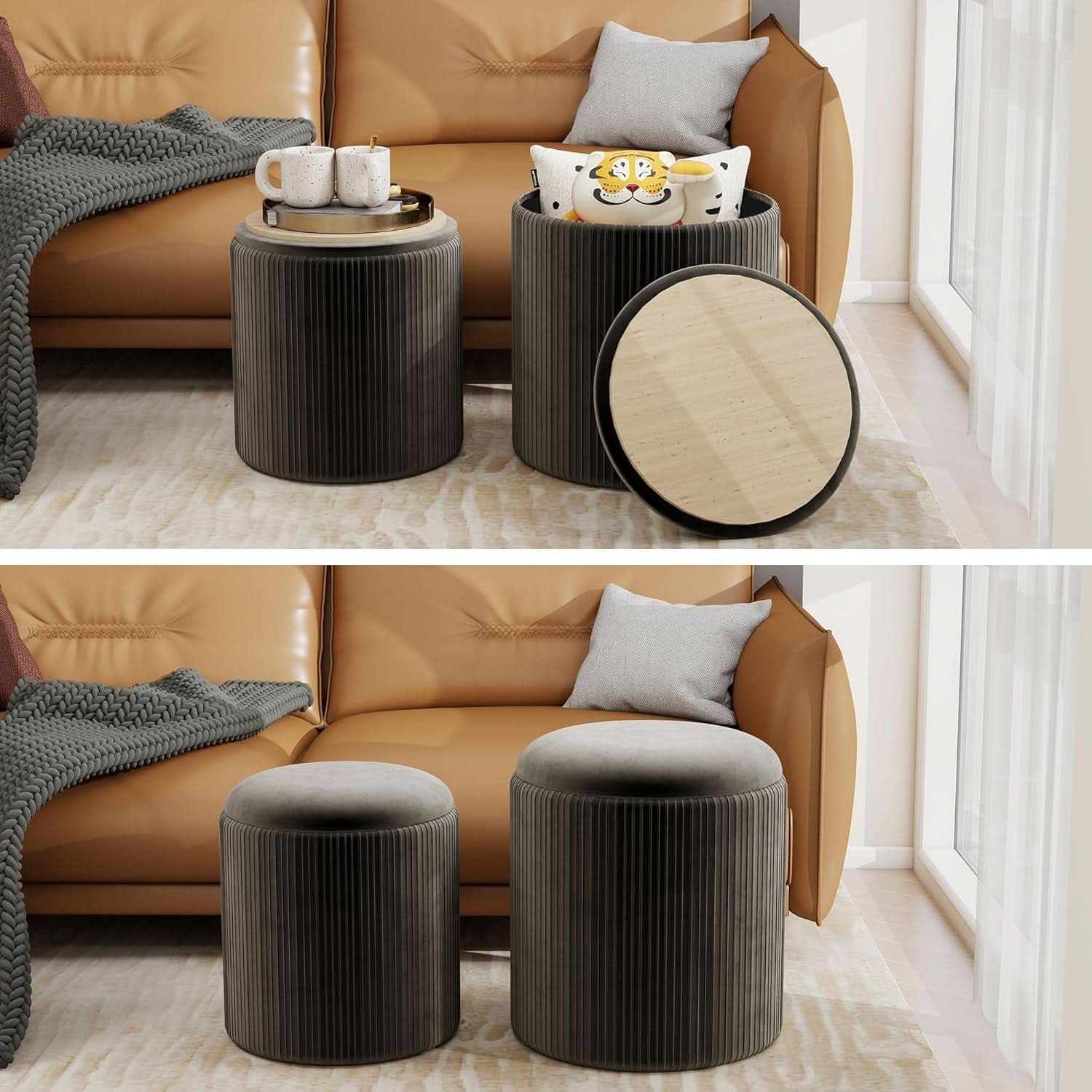 The Noir Storage Ottoman (Set of 2)
