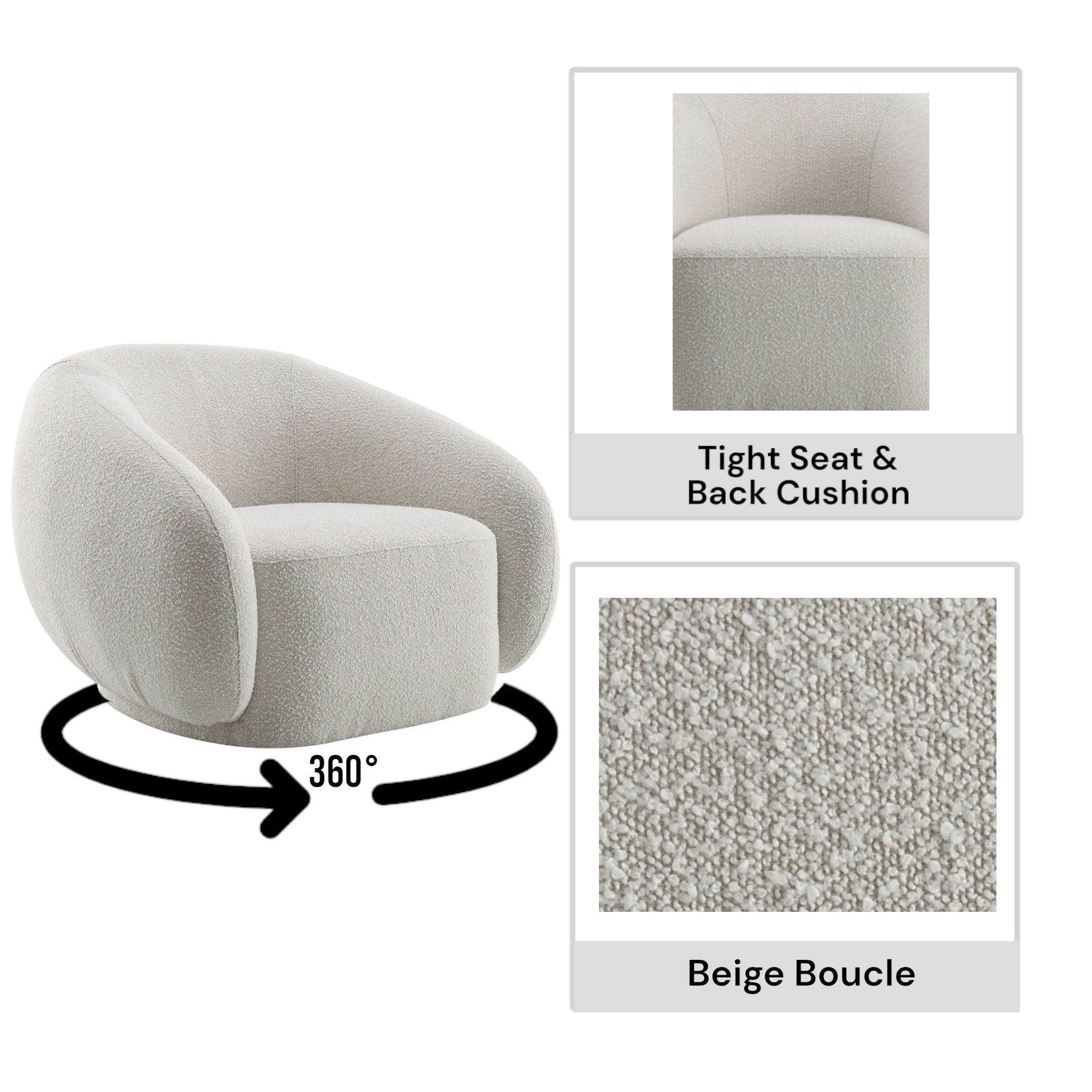 Bouclé Cloud Swivel Chair