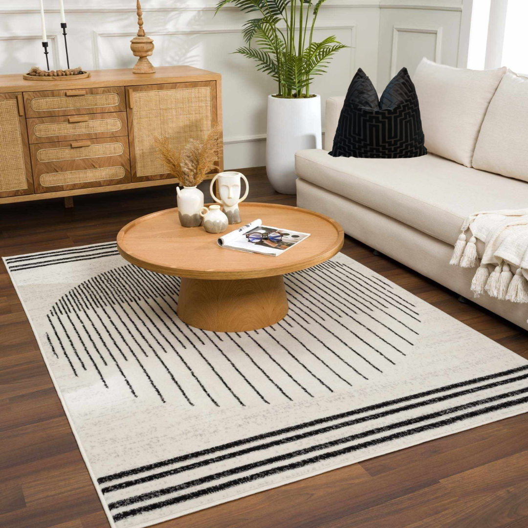Axis Line Area Rug | Modern Black Linework Rug – Brittany Christina Home