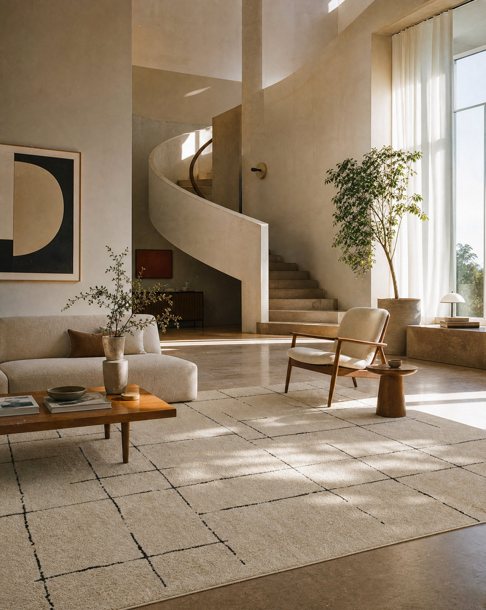 Noir Linework Area Rug