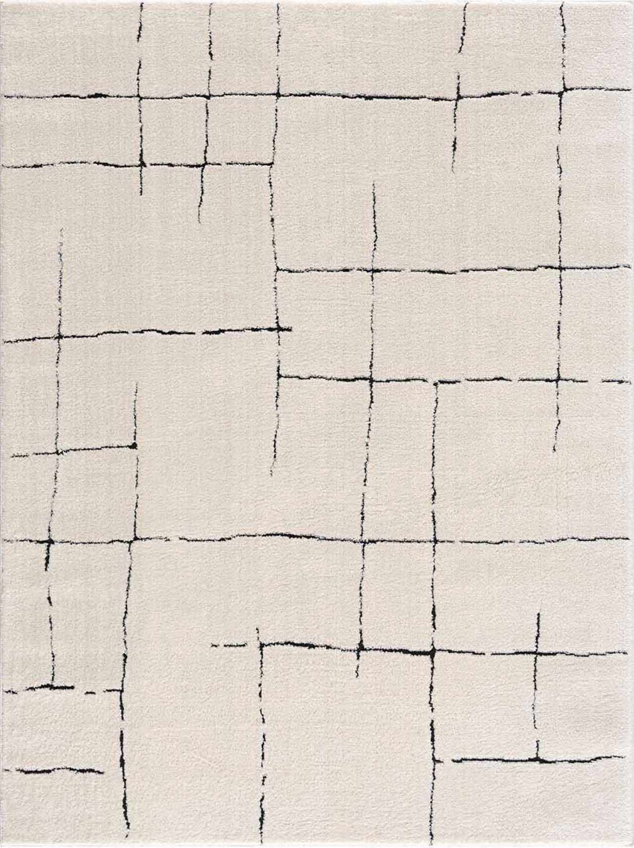 Rug with a grid pattern on a neutral background