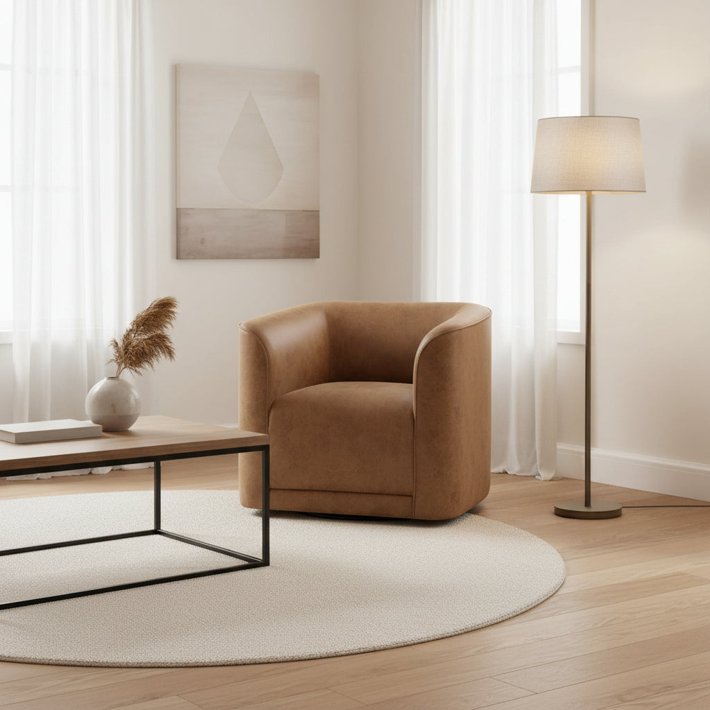 Brown armchair on a white background